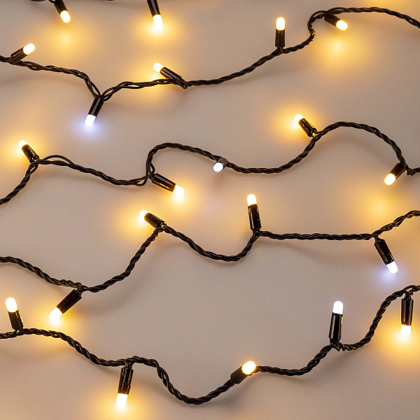 Светодиодная гирлянда ARD-STRING-CLASSIC-10000-BLACK-100LED-MILK-FLASH Warm (230V, 7W) (Ardecoled, IP65) Lednikoff
