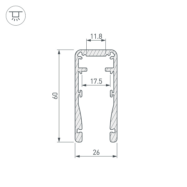 Профиль ALU-HANDRAIL-2000 FOR GLASS 17.5 (Arlight, Алюминий) Lednikoff