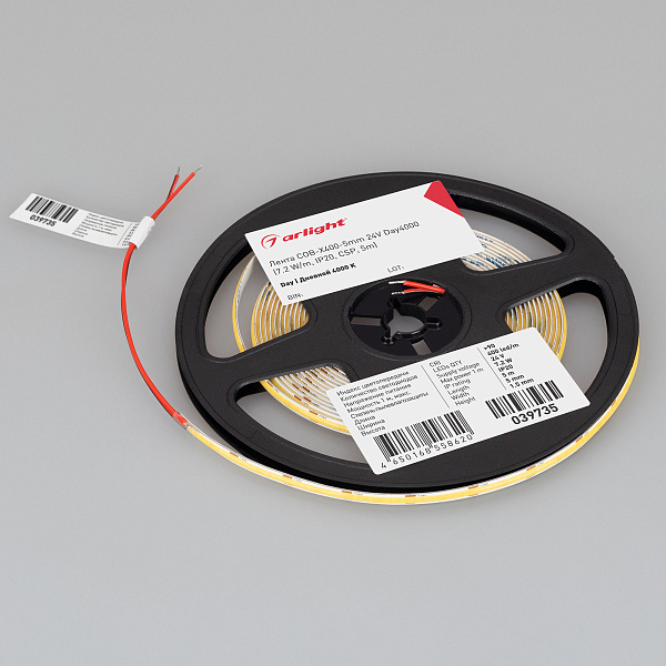 Светодиодная лента COB-X400-5mm 24V Day4000 (7.2 W/m, IP20, 5m) (Arlight, -) Lednikoff