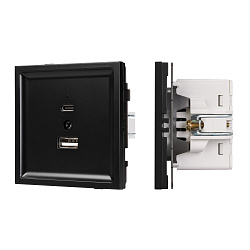 Механизм USB розетки SCT-TENDO-MUAC-PL-BK (5V, 3A, QC3) (Arlight, Черный)