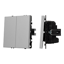 Механизм выключателя двухклавишный перекрёстный SWT-NOBE-MKX2-SFPL-IS (230V, 10A) (Arlight, Никель)