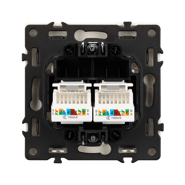 Механизм сдвоенной компьютерной розетки SCT-NOBE-MPC2-SFPL-CA (RJ-45, CAT6) (Arlight, Кашемир) Lednikoff