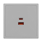 Механизм розетки с быстрой USB зарядкой SCT-NOBE-MUAC-SFPL-FC-IS (65W, QC3) (Arlight, Никель) Lednikoff