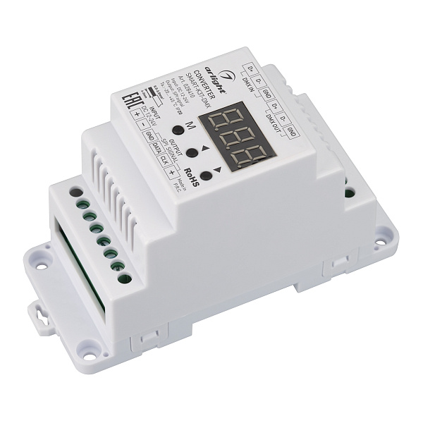 Конвертер SMART-K37-DMX (12-24V, SPI, DIN, 2.4G) (Arlight, Металл) Lednikoff