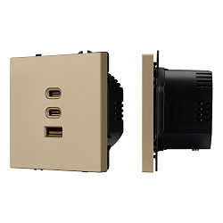 Механизм розетки с быстрой USB зарядкой SCT-NOBE-MUACC-SFPL-FC-GD (65W, QC3) (Arlight, -)