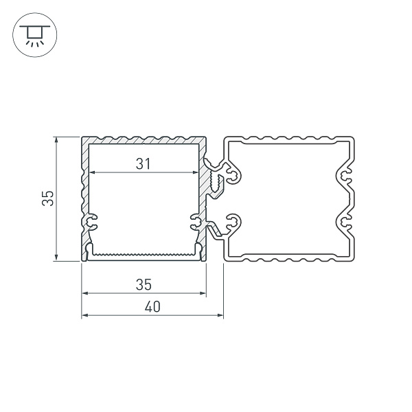 Профиль с экраном ALU-BASE-PW35S-2000 ANOD+FROST AG (Arlight, Металл) Lednikoff