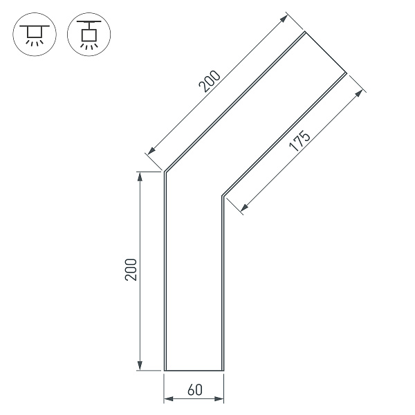 Угол SL-LINE-6070-135 (Arlight, Металл) Lednikoff
