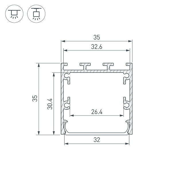 Профиль LINE-M-3535-2500 BLACK (Arlight, Алюминий) Lednikoff