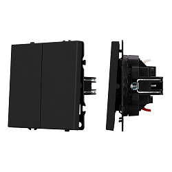 Механизм выключателя двухклавишный непроходной SWT-NOBE-MK02-SFPL-BK (230V, 10A) (Arlight, Черный оникс)