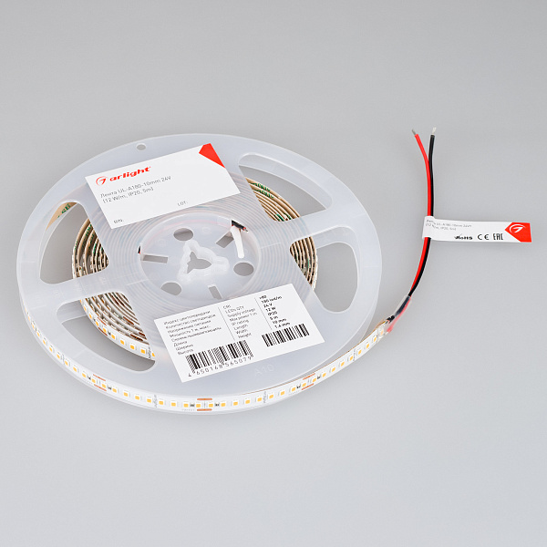 Светодиодная лента UL-A180-10mm 24V Warm3000 (12 W/m, IP20, 5m) (Arlight, высок.эфф.180 лм/Вт) Lednikoff