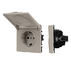 ARL NOBE Розетка зк со шторками и крышкой софт-тач кашемир SCT-MCP-SFPL-CA (250V, 16A) (Arlight, -)
