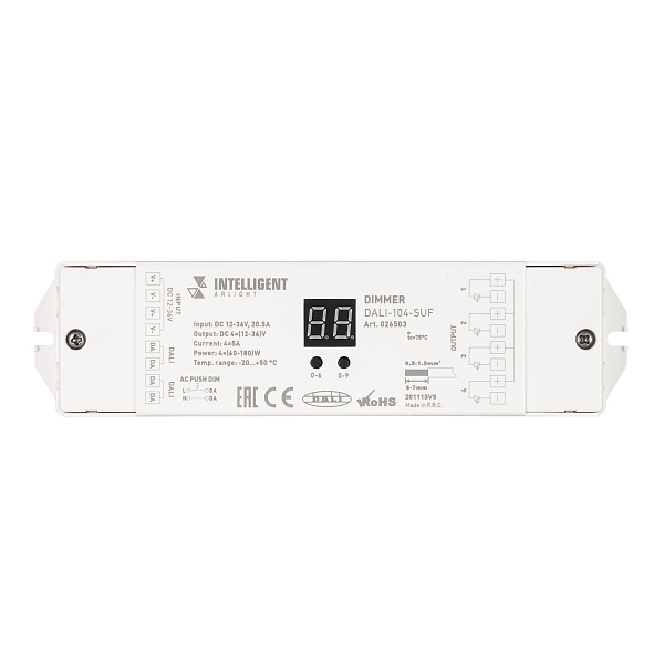 INTELLIGENT ARLIGHT Диммер DALI-104-SUF (12-36V, 4х5А) (IARL, IP20 Пластик, 3 года) Lednikoff