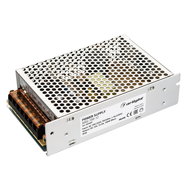 Блок питания ARS-150-12 (12V, 12.5A, 150W) (Arlight, IP20 Сетка, 2 года) Lednikoff