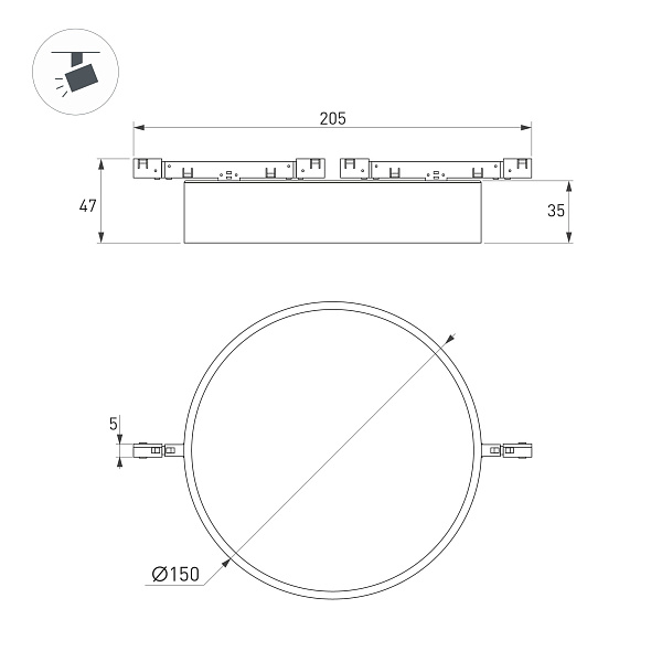 Светильник MAG-MICROCOSM-RONDO-R150-15W Warm3000 (BK, 90 deg, 24V) (Arlight, IP20 Металл, 5 лет)