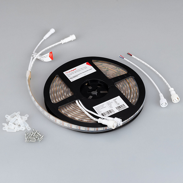 Светодиодная лента герметичная SPI-P-B60-12mm 12V RGB-PX1-BPT (8 W/m, IP66, 5060, 5m) (Arlight, бегущий огонь) Lednikoff