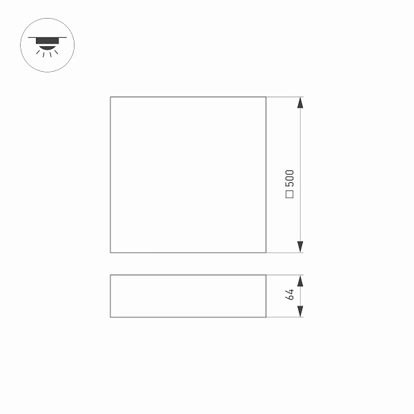 Светильник SP-QUADRO-S500x500-50W Day4000 (BK, 120 deg, 230V) (Arlight, IP40 Металл, 3 года) Lednikoff