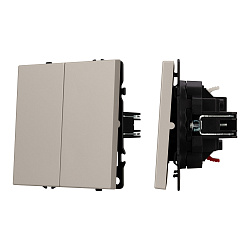 Механизм выключателя двухклавишный непроходной SWT-NOBE-MK02-SFPL-CA (230V, 10A) (Arlight, Кашемир)