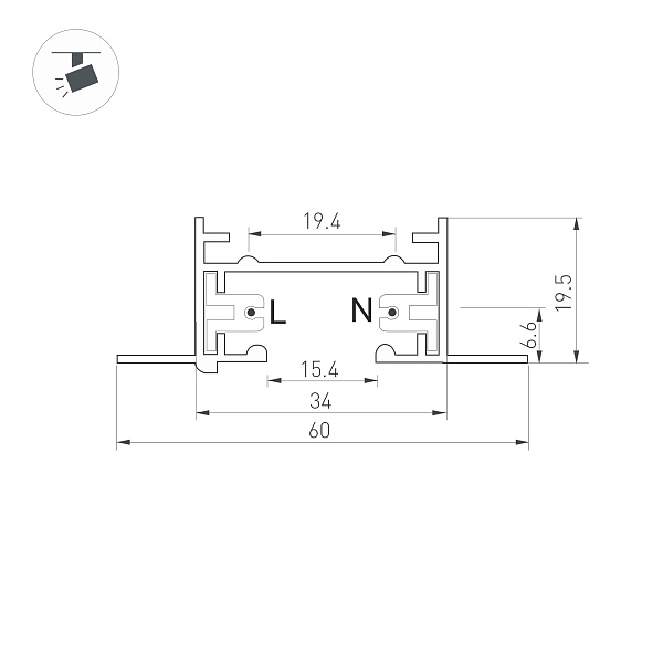 Трек LGD-2TR-TRACK-F-2000-WH-M (C) (Arlight, IP20 Металл, 3 года) Lednikoff