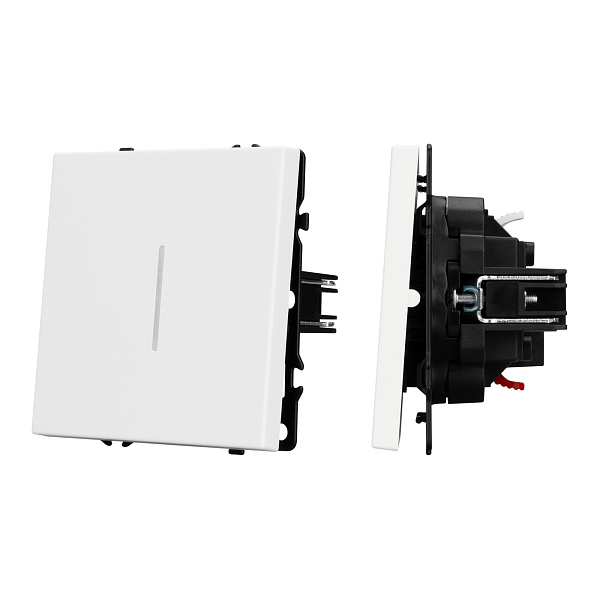 Механизм выключателя одноклавишный проходной LED SWT-NOBE-MKP1-SFPL-L-WH (230V, 10A) (Arlight, Белый кварц) Lednikoff