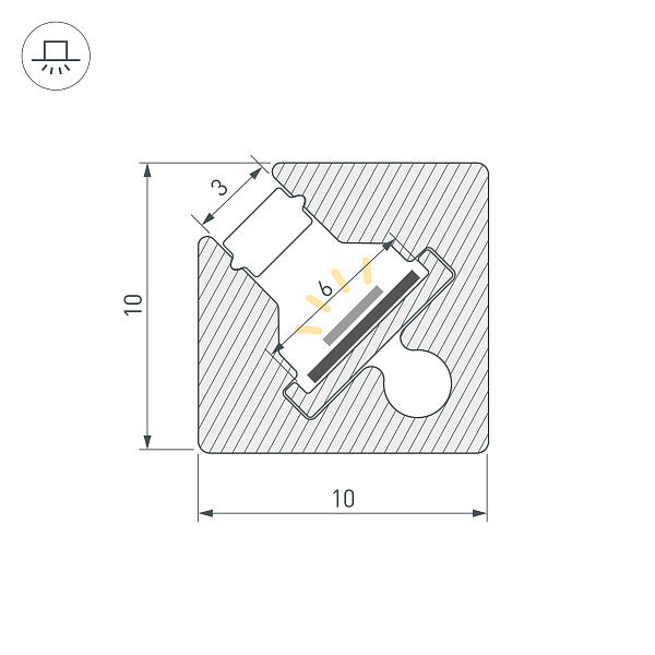 Профиль c экраном SL-KANT-H10-SQUARE-2000 CHAMPAGNE GOLD (Arlight, Алюминий+пластик) Lednikoff
