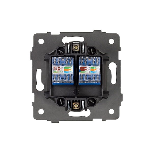 Механизм компьютерной розетки двойной SCT-MPC2-PL-BK-V (RJ-45, CAT6) (Arlight, -) Lednikoff