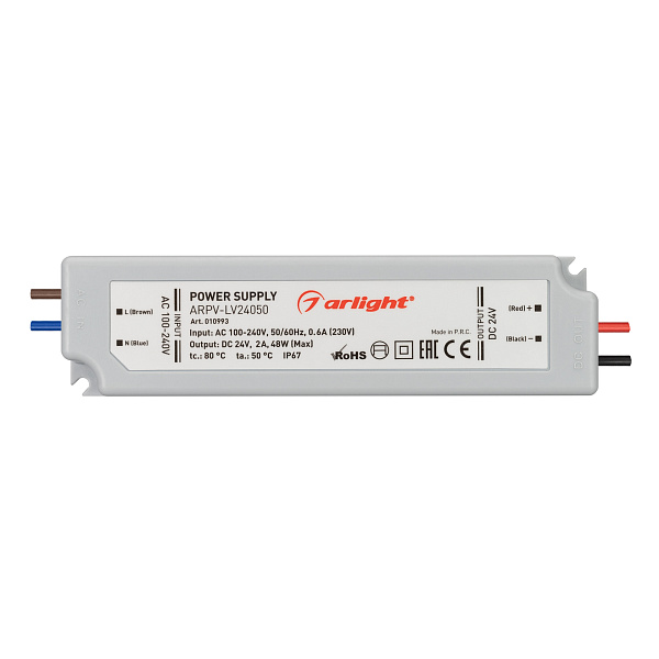 Блок питания ARPV-LV24050 (24V, 2.0A, 48W) (Arlight, IP67 Пластик, 2 года) Lednikoff