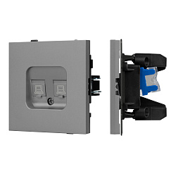 Механизм компьютерной розетки двойной SCT-TENDO-MPC2-PL-GR (RJ-45, CAT6) (Arlight, Графитовый)