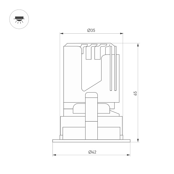 Светильник MS-ARADO-BUILT-R35-3W Warm3000 (WH-WH, 36 deg, 230V) (Arlight, IP20 Металл, 5 лет) Lednikoff