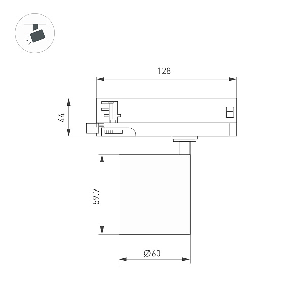 Светильник LGD-DYKE-4TR-R60-8W Warm3000 (WH, 50 deg, 230V) (Arlight, IP20 Металл, 5 лет)