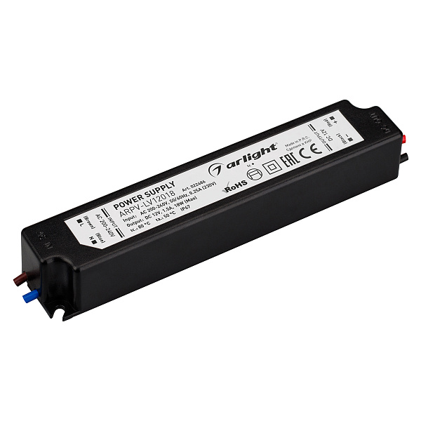Блок питания ARPV-LV12018 (12V, 1.5A, 18W) (Arlight, IP67 Пластик, 2 года) Lednikoff