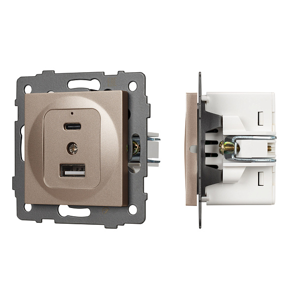 Механизм USB розетки SCT-MUAC-PL-GD-V (5V, 3A, QC4) (Arlight, -) Lednikoff