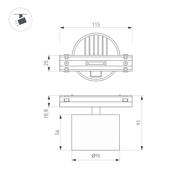 Светильник MAG-VIBE-RONDO-R90-10W Warm3000 (WH, 110 deg, 48V) (Arlight, IP20 Металл, 5 лет) Lednikoff