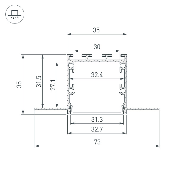 Профиль LINIA32-FANTOM-3000 ANOD (Arlight, Алюминий) Lednikoff