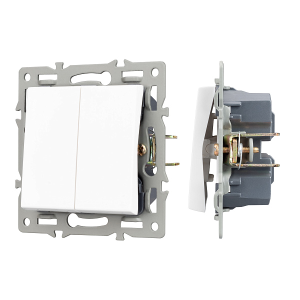 Механизм выключателя двухклавишный непроходной SWT-MK02-PL-WH (250V, 16A) (Arlight, -) Lednikoff