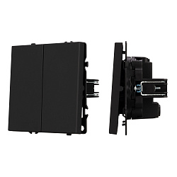 Механизм выключателя двухклавишный перекрёстный SWT-NOBE-MKX2-SFPL-BK (230V, 10A) (Arlight, Черный оникс)