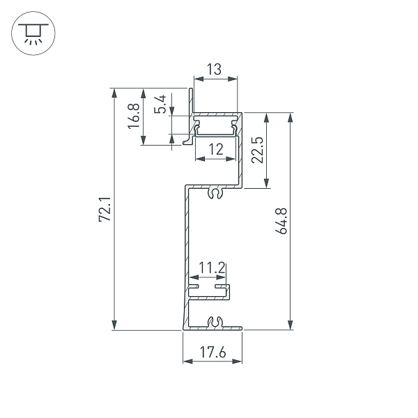 Профиль PLINTUS-H73-F-2000 BLACK (Arlight, Алюминий) Lednikoff
