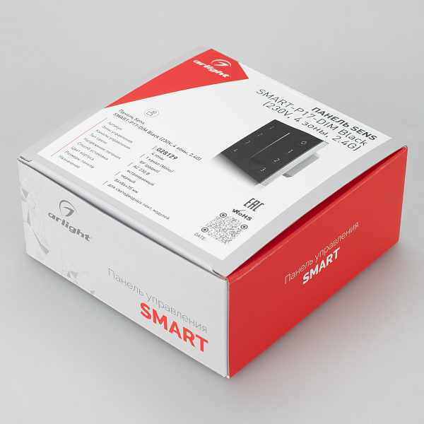 Панель Sens SMART-P17-DIM Black (230V, 4 зоны, 2.4G) (Arlight, IP20 Пластик, 5 лет) Lednikoff