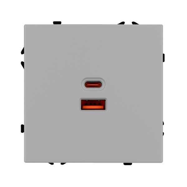 Механизм розетки с быстрой USB зарядкой SCT-NOBE-MUAC-SFPL-FC-IS (65W, QC3) (Arlight, Никель) Lednikoff
