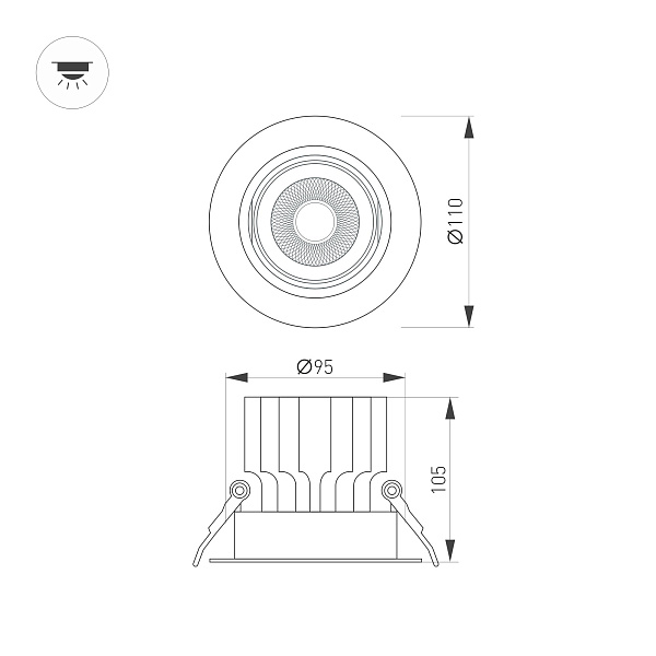Светильник MS-VORTEX-BUILT-R110-20W Day4000 (WH-WH, 20 deg, 230V) (Arlight, IP20 Металл, 5 лет) Lednikoff