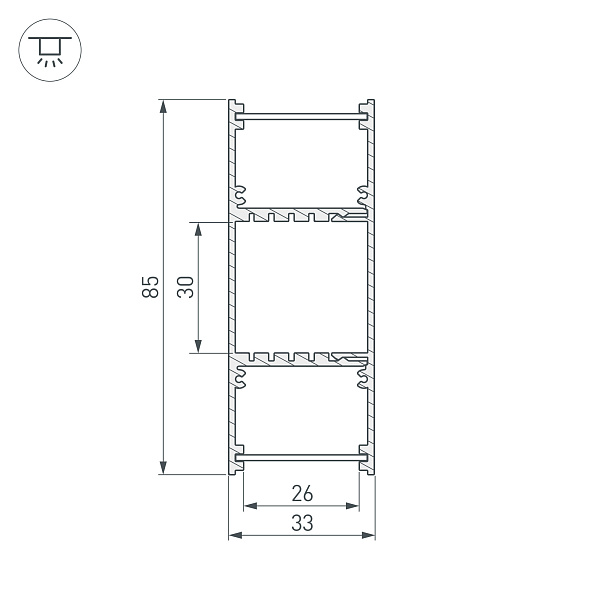 Профиль ARH-WALL-3385-DUAL-2000 ANOD (Arlight, Алюминий) Lednikoff