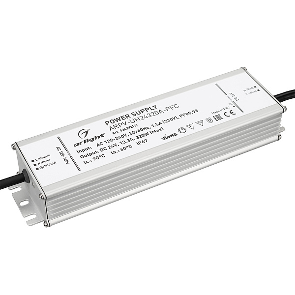Блок питания ARPV-UH24320A-PFC (24V, 13.3A, 320W) (Arlight, IP67 Металл, 7 лет) Lednikoff