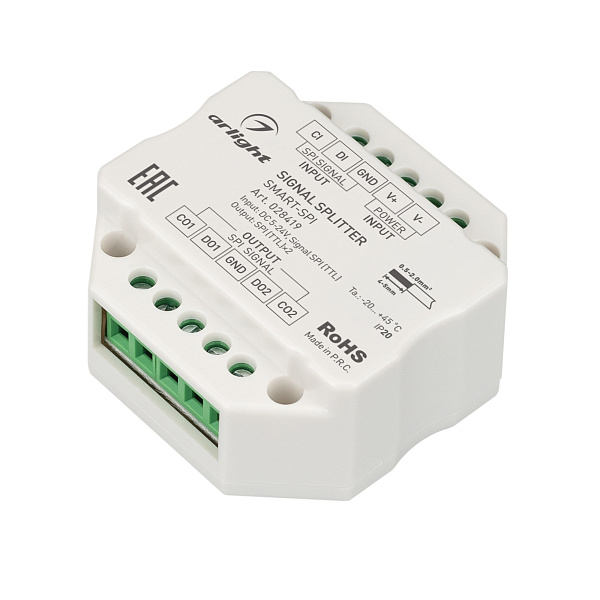 Усилитель SMART-SPI (12-24V, 2 output) (Arlight, IP20 Пластик, 5 лет) Lednikoff