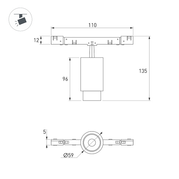Светильник MAG-MICROCOSM-SPOT-ZOOM-R59-12W Warm3000 (BK, 20-60 deg, 24V) (Arlight, IP20 Металл, 5 лет)