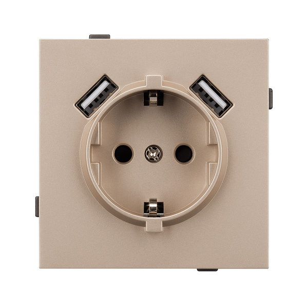 Механизм розетки с USB зарядкой SCT-TENDO-MUAA-PL-GD (230V, 16A) (Arlight, Песочный) Lednikoff