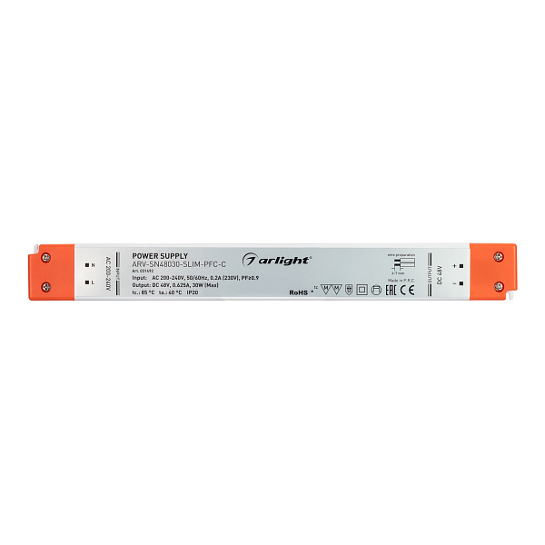 Блок питания ARV-SN48030-SLIM-PFC-C (48V, 0.62A, 30W) (Arlight, IP20 Пластик, 3 года) Lednikoff