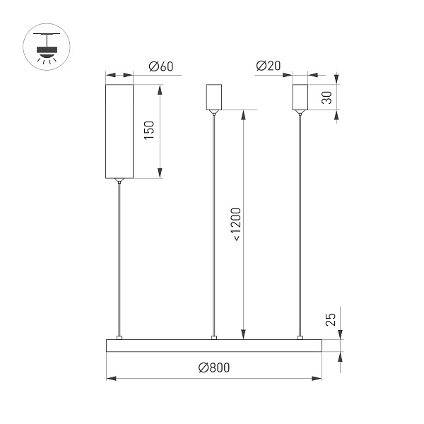 Светильник SP-CONGO-MULT-1-R800-42W Warm3000 (WH, 120 deg, 230V) (Arlight, IP20 Металл, 5 лет) Lednikoff