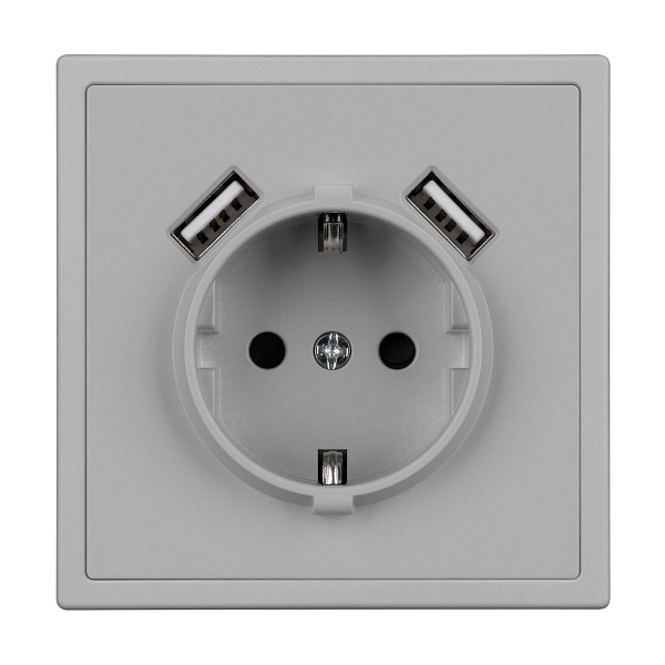 ARL NOBE Розетка зк со шторками с USB тип А+А софт-тач никель SCT-MUAA-SFPL-IS (250V, 16A) (Arlight, -) Lednikoff