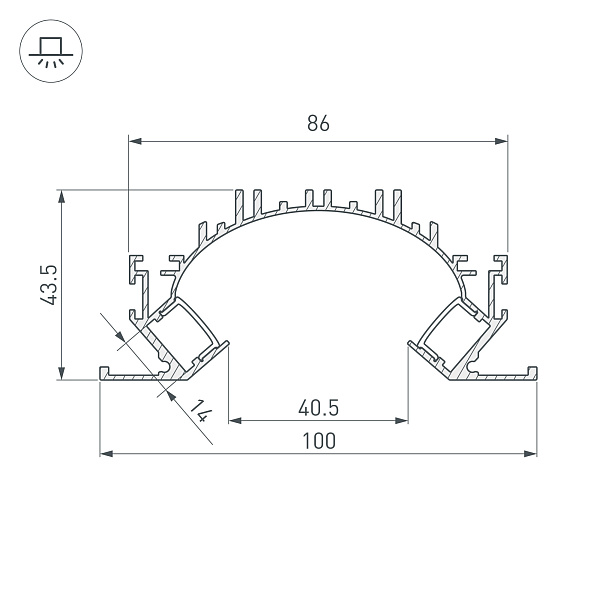 Профиль ARH-CEIL-REFLECT-DUAL-2000 ANOD (Arlight, Алюминий) Lednikoff