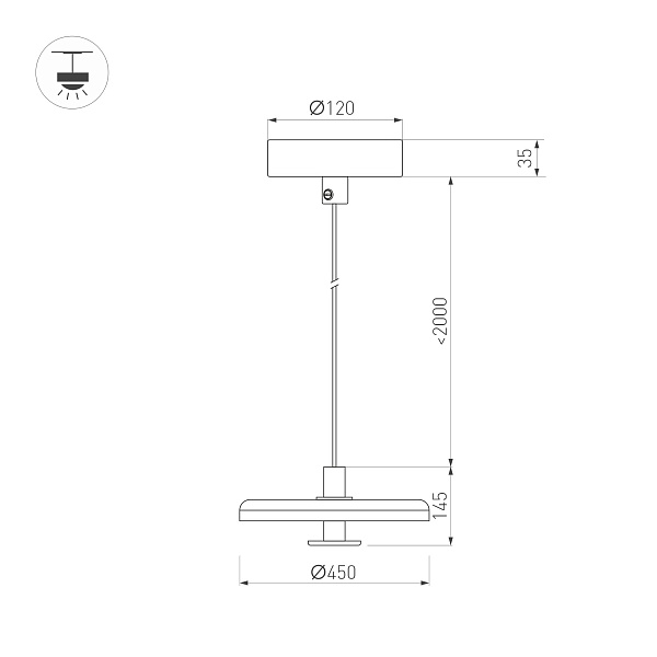 Светильник SP-KOTARO-R450-12W Warm2700 (BK-GR, 36 deg, 230V, TRIAC) (Arlight, IP20 Фетр, 3 года)