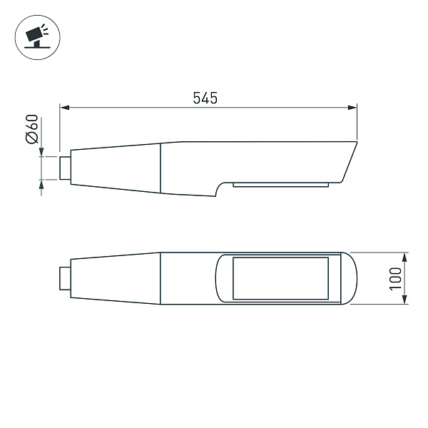 Светильник OXOR-NOXT-EMP-545x100-25W Day4000 (BK, 120 deg, 230V) IP65 (Arlight, -) Lednikoff
